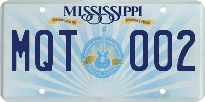 MS license plate MQT002