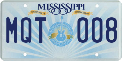 MS license plate MQT008