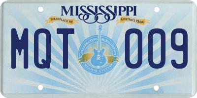 MS license plate MQT009
