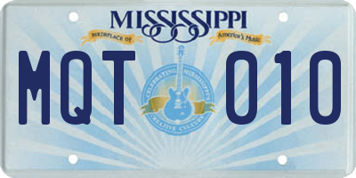 MS license plate MQT010