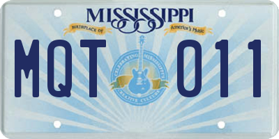 MS license plate MQT011