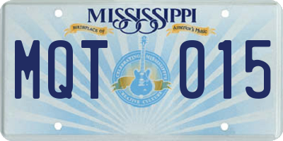 MS license plate MQT015