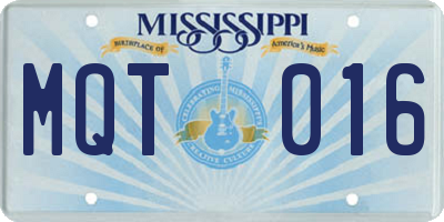 MS license plate MQT016