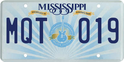 MS license plate MQT019
