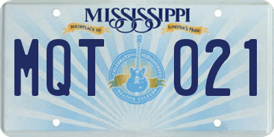 MS license plate MQT021
