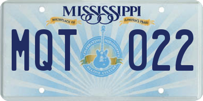 MS license plate MQT022