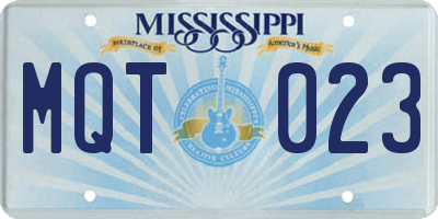MS license plate MQT023