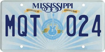 MS license plate MQT024