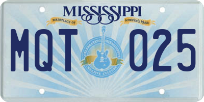 MS license plate MQT025