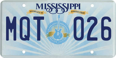 MS license plate MQT026