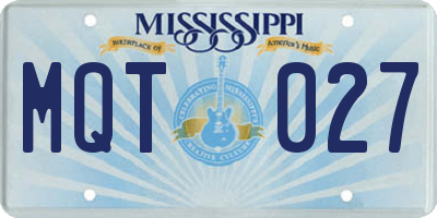 MS license plate MQT027