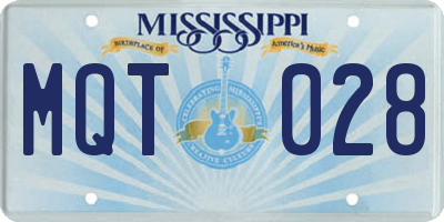 MS license plate MQT028