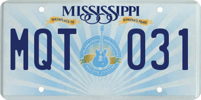 MS license plate MQT031