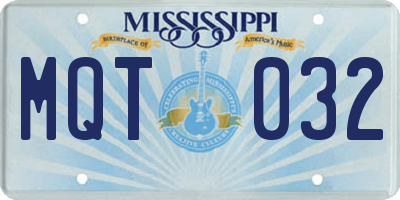 MS license plate MQT032