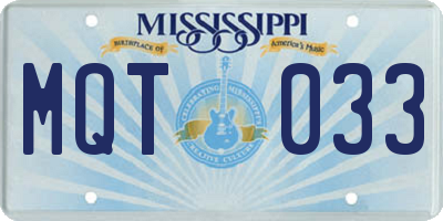 MS license plate MQT033