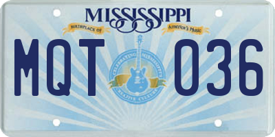 MS license plate MQT036
