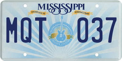 MS license plate MQT037