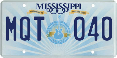 MS license plate MQT040