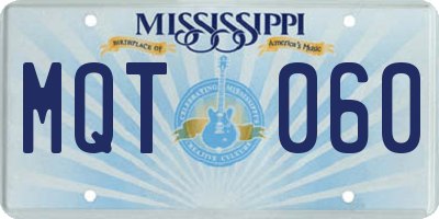 MS license plate MQT060