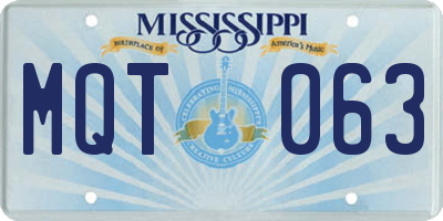 MS license plate MQT063