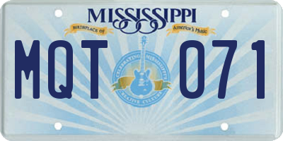 MS license plate MQT071