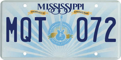 MS license plate MQT072