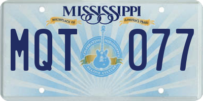 MS license plate MQT077