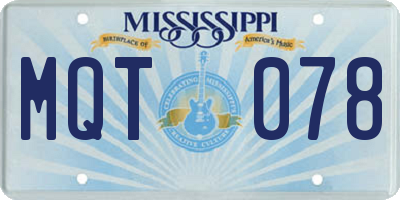 MS license plate MQT078