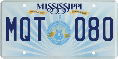 MS license plate MQT080