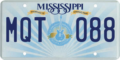 MS license plate MQT088