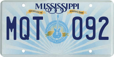MS license plate MQT092