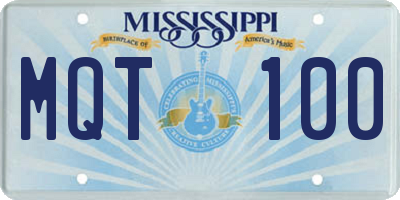 MS license plate MQT100