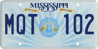 MS license plate MQT102