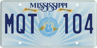 MS license plate MQT104