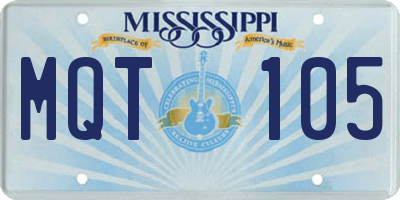 MS license plate MQT105