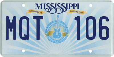 MS license plate MQT106