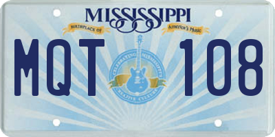 MS license plate MQT108
