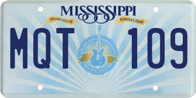 MS license plate MQT109