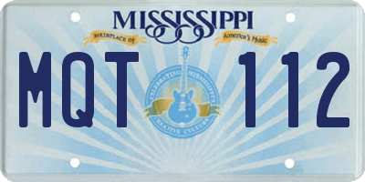 MS license plate MQT112