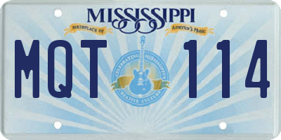 MS license plate MQT114