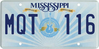 MS license plate MQT116