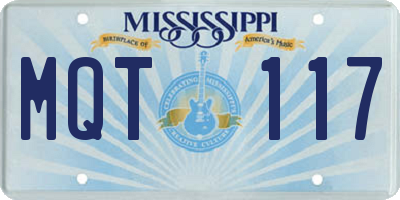 MS license plate MQT117