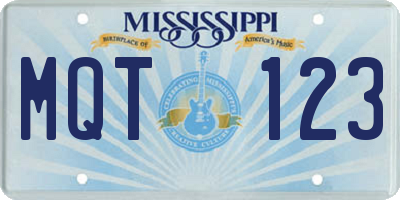 MS license plate MQT123