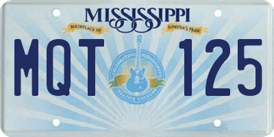 MS license plate MQT125