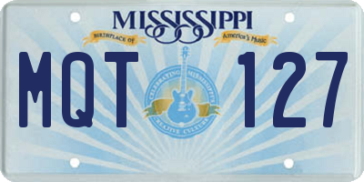 MS license plate MQT127