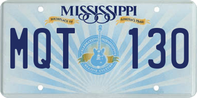 MS license plate MQT130