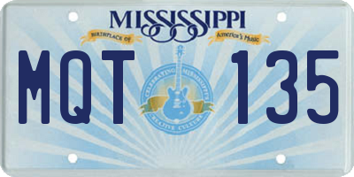 MS license plate MQT135
