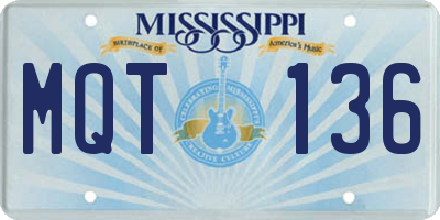 MS license plate MQT136