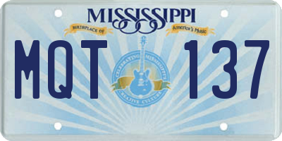 MS license plate MQT137