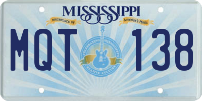 MS license plate MQT138